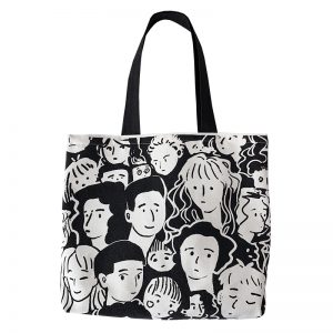 Túi tote vải canvas K966541 họa tiết khuôn mặt