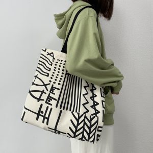 Túi vải bố canvas K966541 hoạt tiết đường kẻ